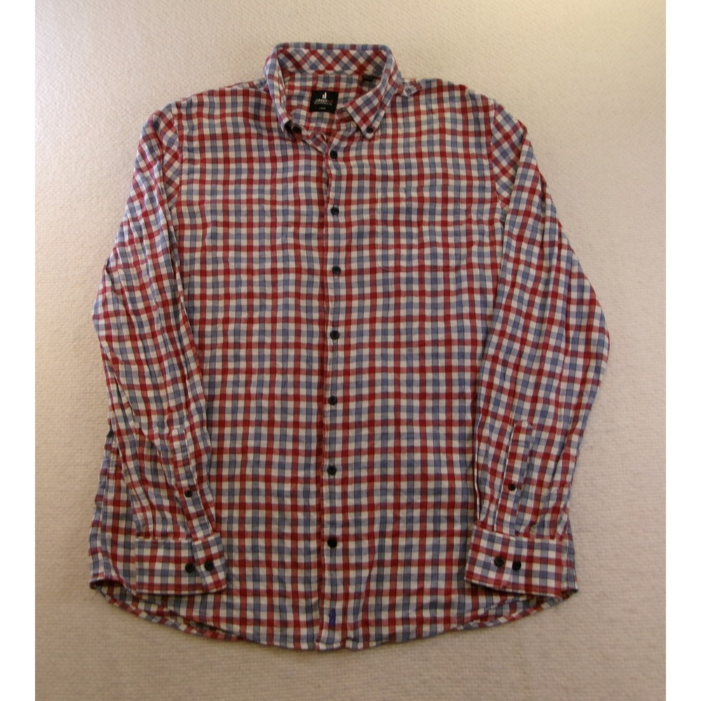 Johnnie-O Mens Large Millbank Shirt Malibu Red Gingham Cotton Lyocell JMWL100450